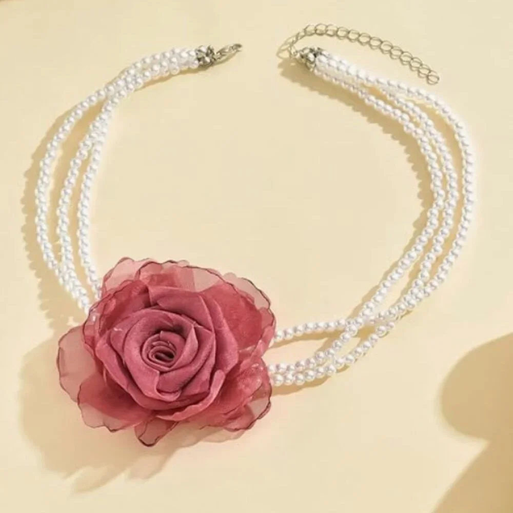 ZARA Pearl Flower Choker Necklace